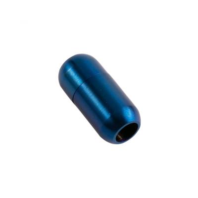 Edelstahl Magnetverschluss Blau 18x7mm (ID 5mm) gebürstet für rundes Leder und Bänder