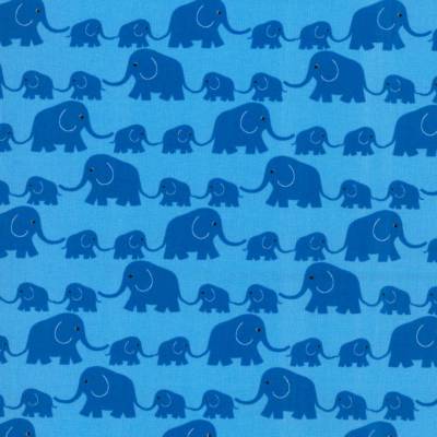 Westfalenstoffe Junge Linie blaue Elefanten Baumwolle Webware Druckstoff
