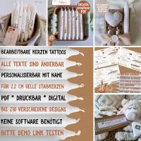 Kerzentattoos mit eigenem Text – personalisierbare Druckvorlagen für Ostern, Muttertag & Anlässe | PDF & Corjl Editierbar