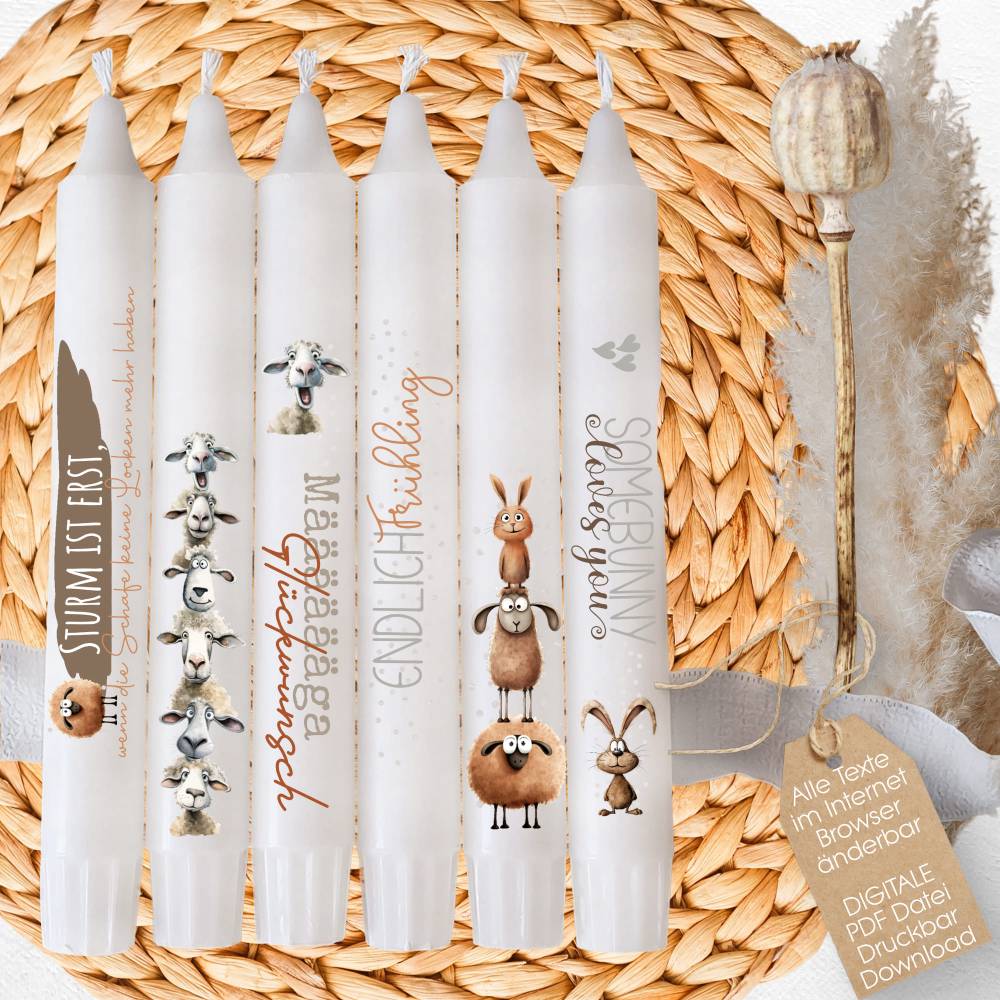 Kerzentattoos mit eigenem Text – personalisierbare Druckvorlagen für Ostern, Muttertag & Anlässe | PDF & Corjl Editierbar Bild 10