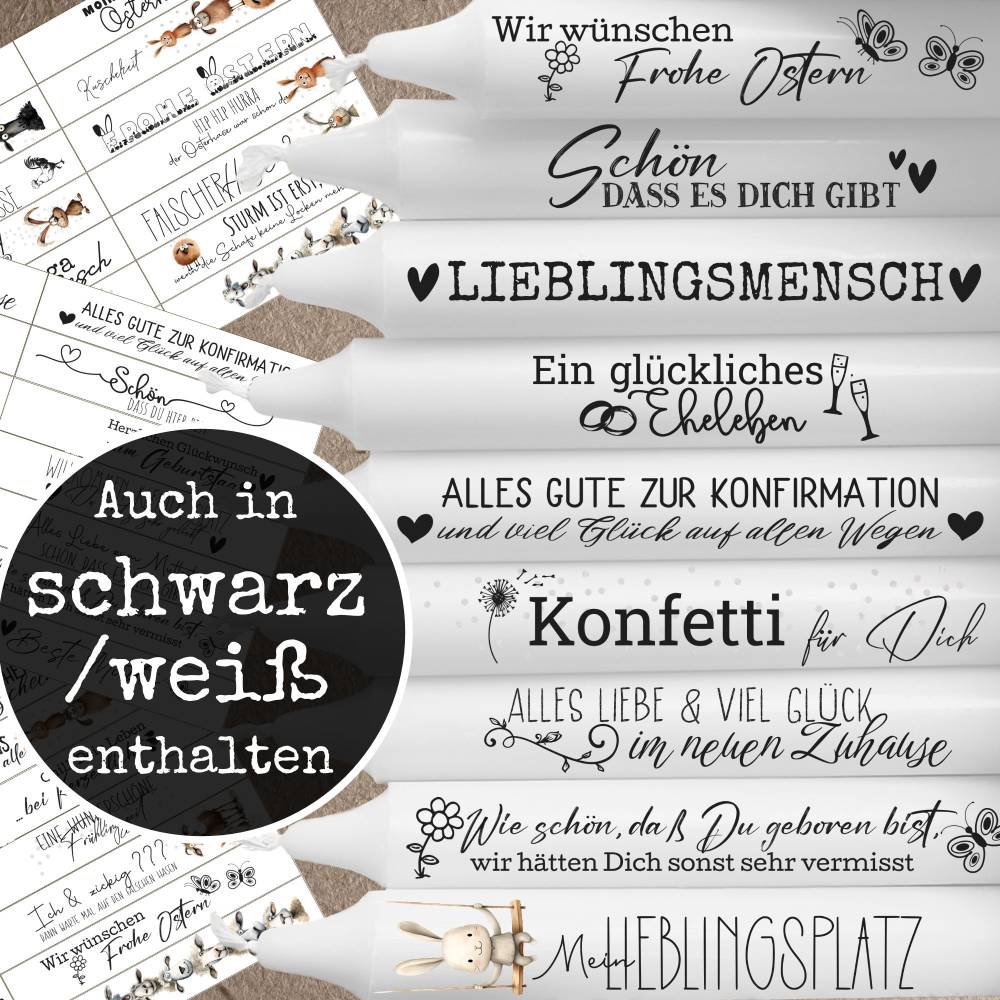 Kerzentattoos mit eigenem Text – personalisierbare Druckvorlagen für Ostern, Muttertag & Anlässe | PDF & Corjl Editierbar Bild 2