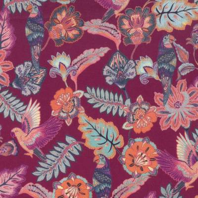 Westfalenstoffe uni Bali rot Blumen Papagei 100% Baumwolle Webware Webstoff