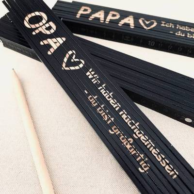 Zollstock/Meterstab "Papa/Opa, Ich/Wir habe/n nachgemessen Du bist großartig", Vatertag/Geburtstag, Geschenkidee