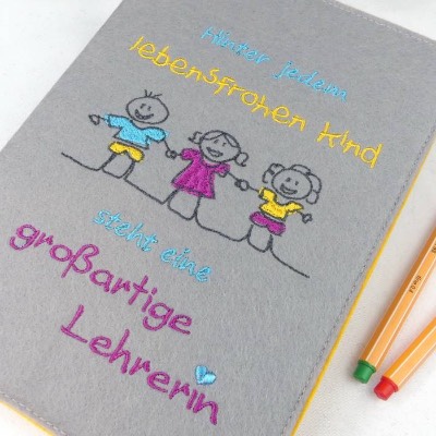 Abschiedsgeschenk Grundschule, Geschenke für Lehrer, Notizbuch Filz mit Spruch, Abschiedsgeschenk Erzieherin
