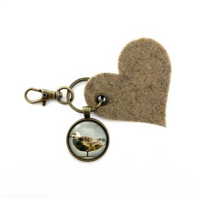 Möwe auf Sylt maritim Meer Urlaub Schlüsselanhänger mit Foto Cabochon und Filzherz Geschenk für sie