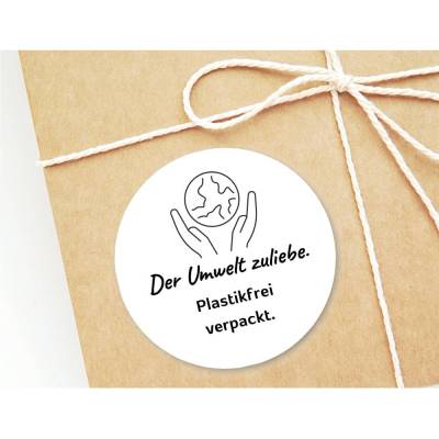 Sticker Aufkleber, PLASTIKFREI verpackt - der UMWELT zuliebe, Klebeetikett, Geschenk verpacken, by BuntMixxDESIGN