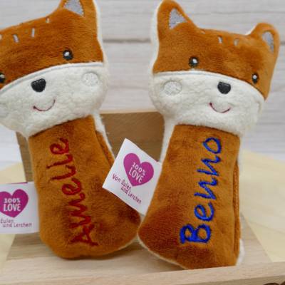 Personalisiertes Kuscheltier Greifling Fuchs mit Namen Plüschtier personalisiertes Plüschtier mit Namen Stofftier Fox