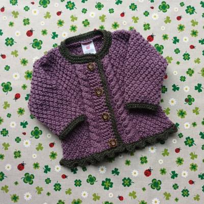 Trachtenjacke Strickjacke Mädchen Pullover lila grün handgestrickt Taufkleidung Hochzeit Dirndl Kleid Geschenk Taufe