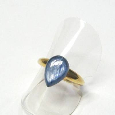 Kyanit Ring Silber 925 vergoldet – Damenring mit Edelstein, weitenregulierbar, Geschenkidee