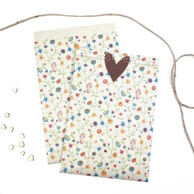 Graspapiertüte Blumenwiese 5-50 Stück 17x25 cm für Ostergeschenke Süßigkeiten Schmuck Papiertasche natürlich