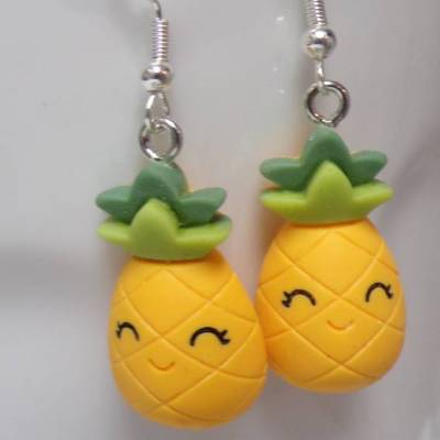 Ananas  Ohrhänger versilbert oder  925  kawaii 