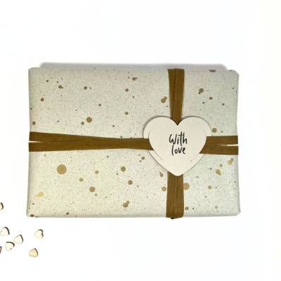 Geschenkpapier GOLD DOTS aus Graspapier 3m nachhaltiges Packpapier für Geschenkverpackungen 1 Rolle 50cm breit