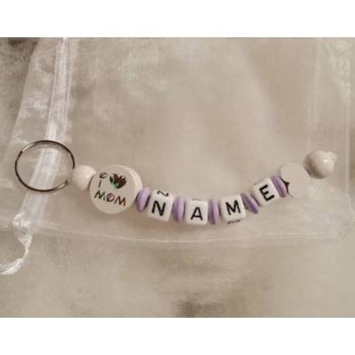 Schlüsselanhänger Wendeperle I Love DAD/MOM