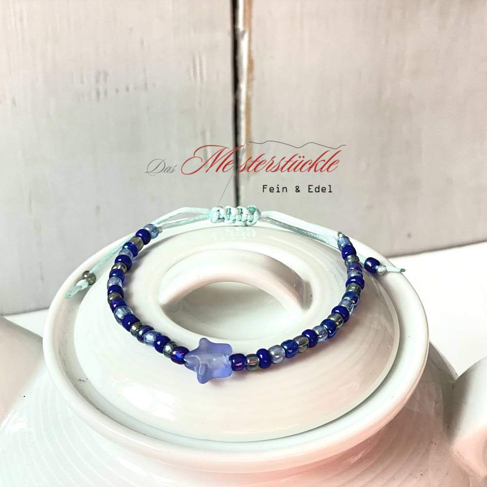 Bracciale In Perle Blu - Modelli Vari - Lunghezza Circa 18 Cm - Gioiello Artigianale