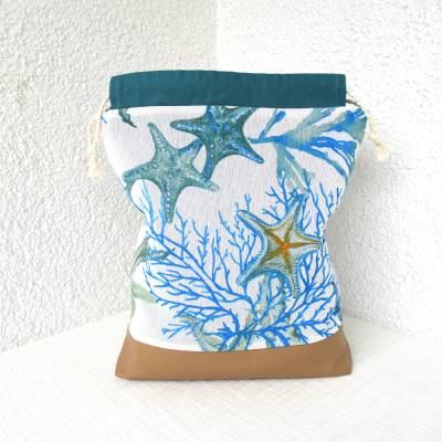 Projekttasche Handarbeitsbeutel Kordelzugbeutel maritimes Design