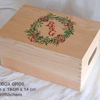 Erinnerungsbox aus Holz Hochzeit Design Christmas Wreath