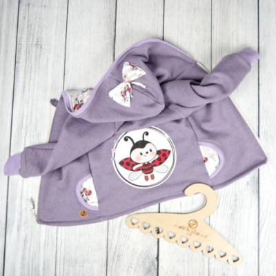 Sweatjacke Jacquard Flieder Marienkäfer 