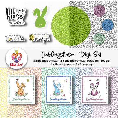 Digiset Ostern "Lieblingshase" plotten Osterfest, Digistamps, Bastelpapier Digipaper Endlos