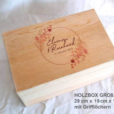 Erinnerungsbox aus Holz Hochzeit Design Rosarot