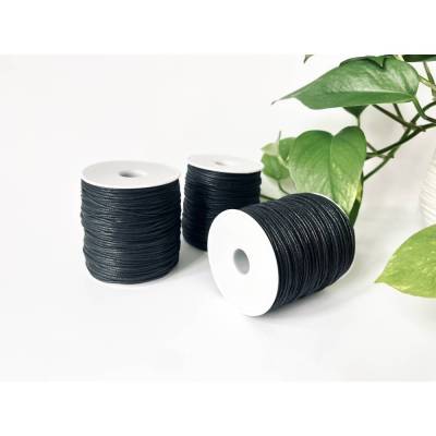 50m gewachste Baumwollschnur 2mm Schmuckband Schmuckschnur schwarz