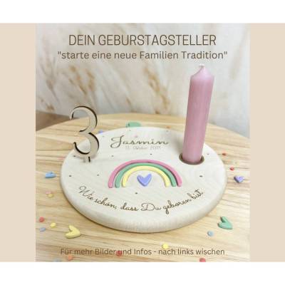 Hochwertiger Personalisierter Geburtstagsteller | Geburtstagskranz | Geschenk zur Geburt oder Taufe