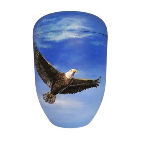 Urne, Urne mit Adler, Künstler Urne, handbemalte Bio Urne, Urne für Asche, Beerdigung Urne, Urne für Menschliche Asche, 