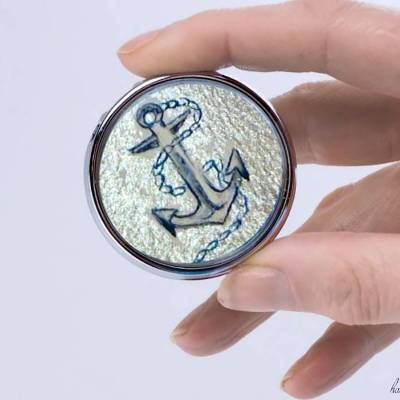 Pillendose schlichter Anker  Motiv handgemalt