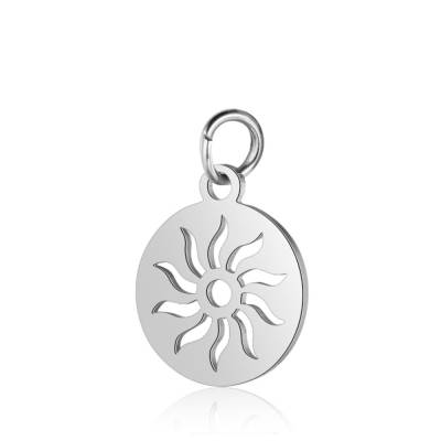 Edelstahl-Anhänger Sonne 12mm Silber mit Bindering für Armbänder, Ketten, Schlüsselanhänger