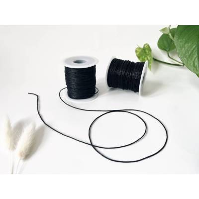 90m gewachste Baumwollschnur 1mm Schmuckband Schmuckschnur schwarz