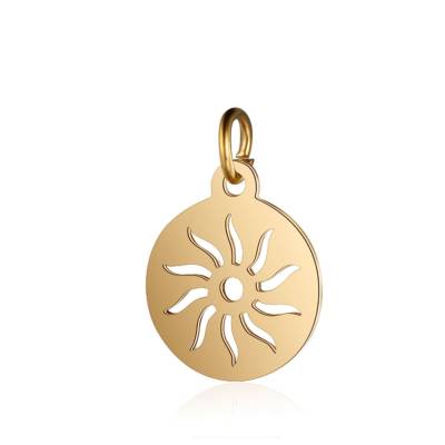 Edelstahl-Anhänger Sonne 12mm Gold mit Bindering für Armbänder, Ketten, Schlüsselanhänger