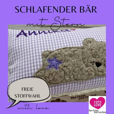 Teddykissen Bär Namenskissen Taufkissen Kuschelkissen Kindergartenkissen