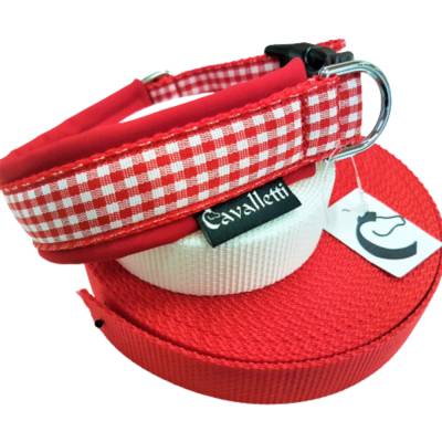 Hundehalsband Heidi 45-50 cm verstellbar mit Steckschließe personalisierbar Halsband rot mit Polsterung