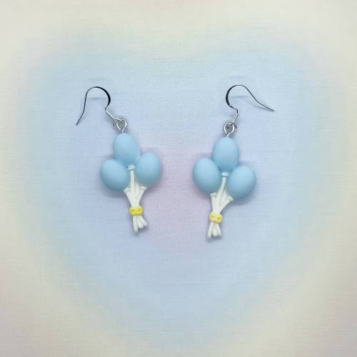 Blaue Balloon Ohrringe aus polymer clay mit Edelstahl Haken