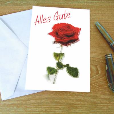Karte Geburtstagskarte Blume Rose Grußkarte Personalisiert,  Alles Gute, Herzlichen Glückwunsch, Alles Liebe