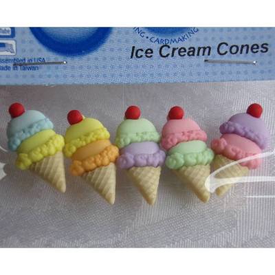 Dress it up Knöpfe    Eis in der Waffel  (1 Pck.)   Ice Cream Cones