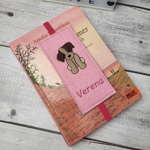 Filz Lesezeichen Hund, Geschenk Einschulung, Einschulungsgeschenk, personalisiert