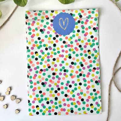 Bunte Geschenktüten KONFETTI 5-50 Stück 17x25 cm Papiertüte groß für geschenke utensililien Verschenken Party