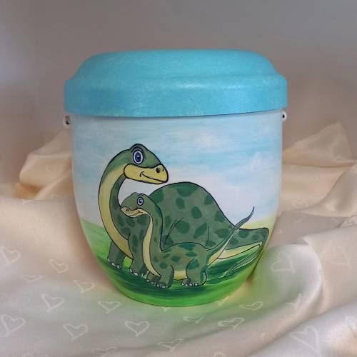 Kinder-Urne, kleine Urne," Dinos" Künstler Urne, Kleinkind Urne, Kombiurne, handbemalte Kinderurne 
