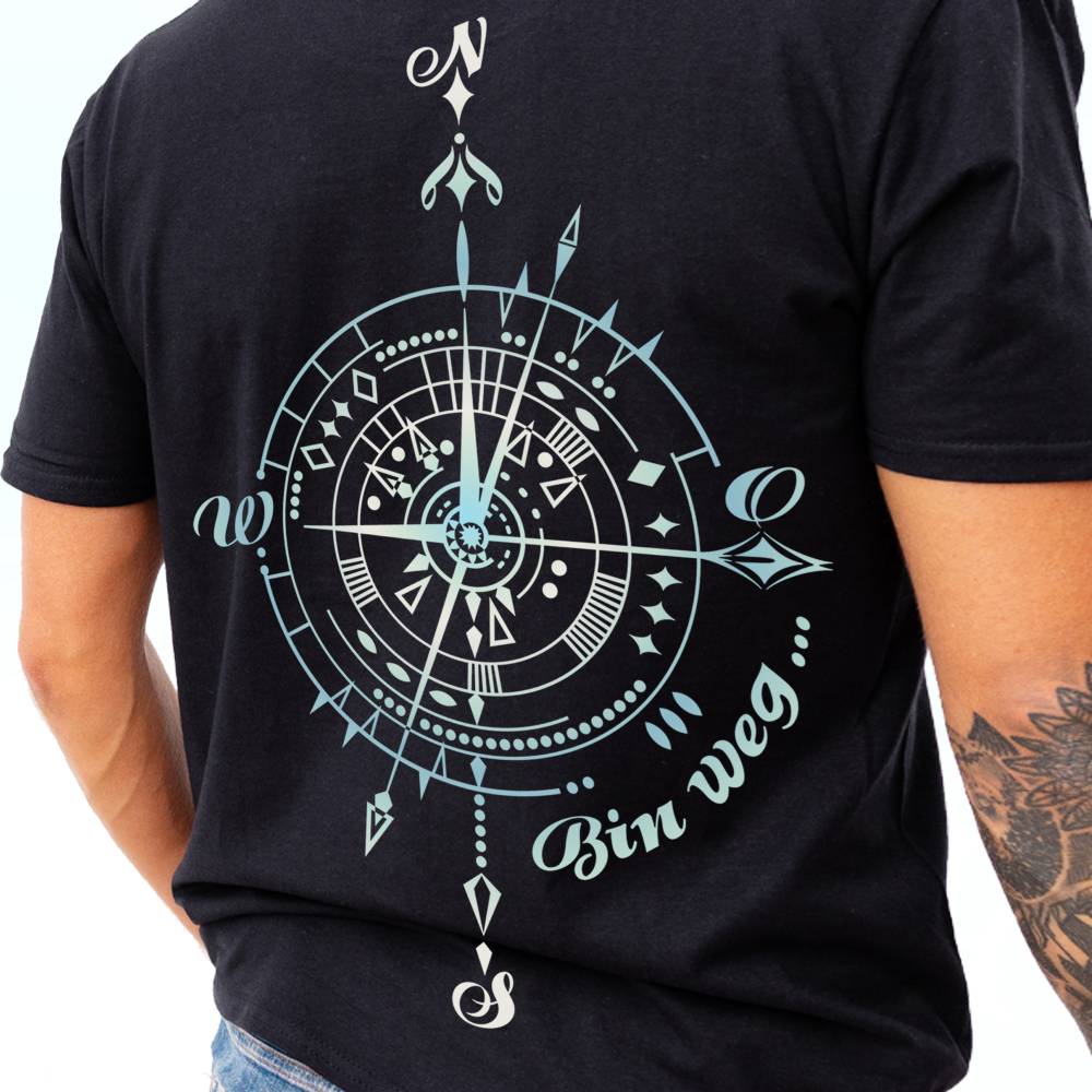 Plotterdatei Kompass, Windrose – SVG-Datei Camping Shirt, Hoodie, Camper – Gutschein Geschenk, Bin weg – vitage, antik Bild 1