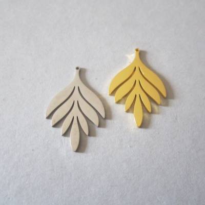 Charms Anhänger Blatt Edelstahl 2 Farben zur Auswahl