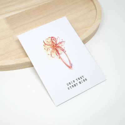 A6 personalisierte Beileidskarte Blume Rote Spinnenlilie | Kondolenzkarte mit Wunschtext | Aquarell Trauerkarte