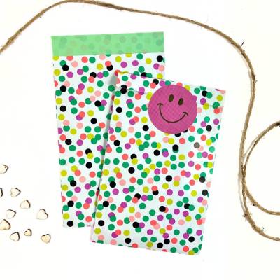 Bunte Geschenktüten KONFETTI 5-50 Stück 12x19 cm  GeschenkTasche Paperbag Papierbeutel Tüte Papier Punkte