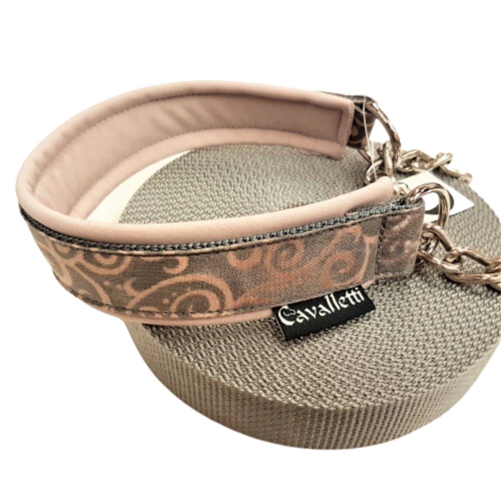 Hundehalsband Wirbelwind Grau Gre 46 cm Zugstopp mit Kette Halsband grau  Softshell