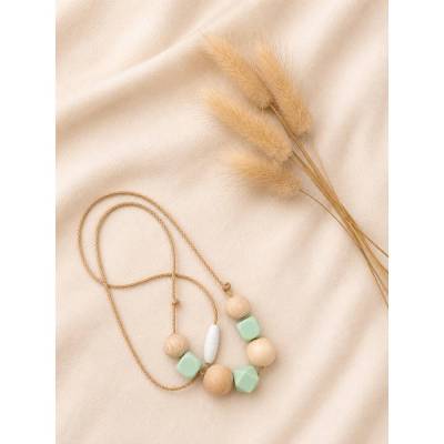 Stillkette Mint & Natur – Handgefertigtes Accessoire für Mama & Baby – Boho-Stil