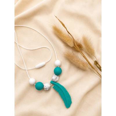 Stillkette Feder – Handgefertigtes Accessoire für Mama & Baby – Boho-Stil