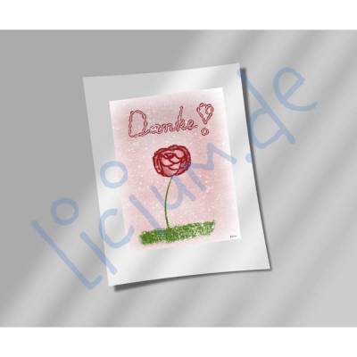Danke Karte mit Blume – Digitale Karte zum Selbstausdrucken als PNG & PDF