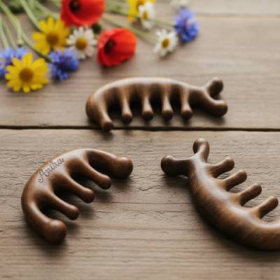 Massagekamm - Zur Entspannung und Förderung des Haarwachstums, Gua Sha-Massage gegen Kopfschmerzen - Wellness Geschenk