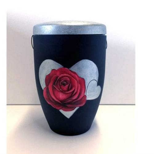 Urne, Urne mit Rose und Herz, Künstler Urne, handbemalte Bio Urne,Urne für Asche,Beerdigung Urne 