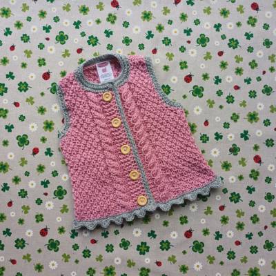 Trachtenweste Größe 80/86 rosa grau Weste Pullunder Taufkleidung Trachtenjacke Dirndl Geschenk Geburtstag Taufe