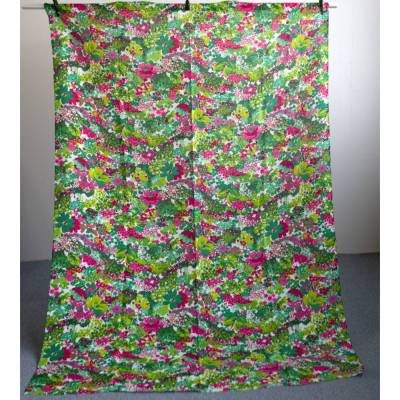 bunter Vintage Stoff grün pink weiß/ A